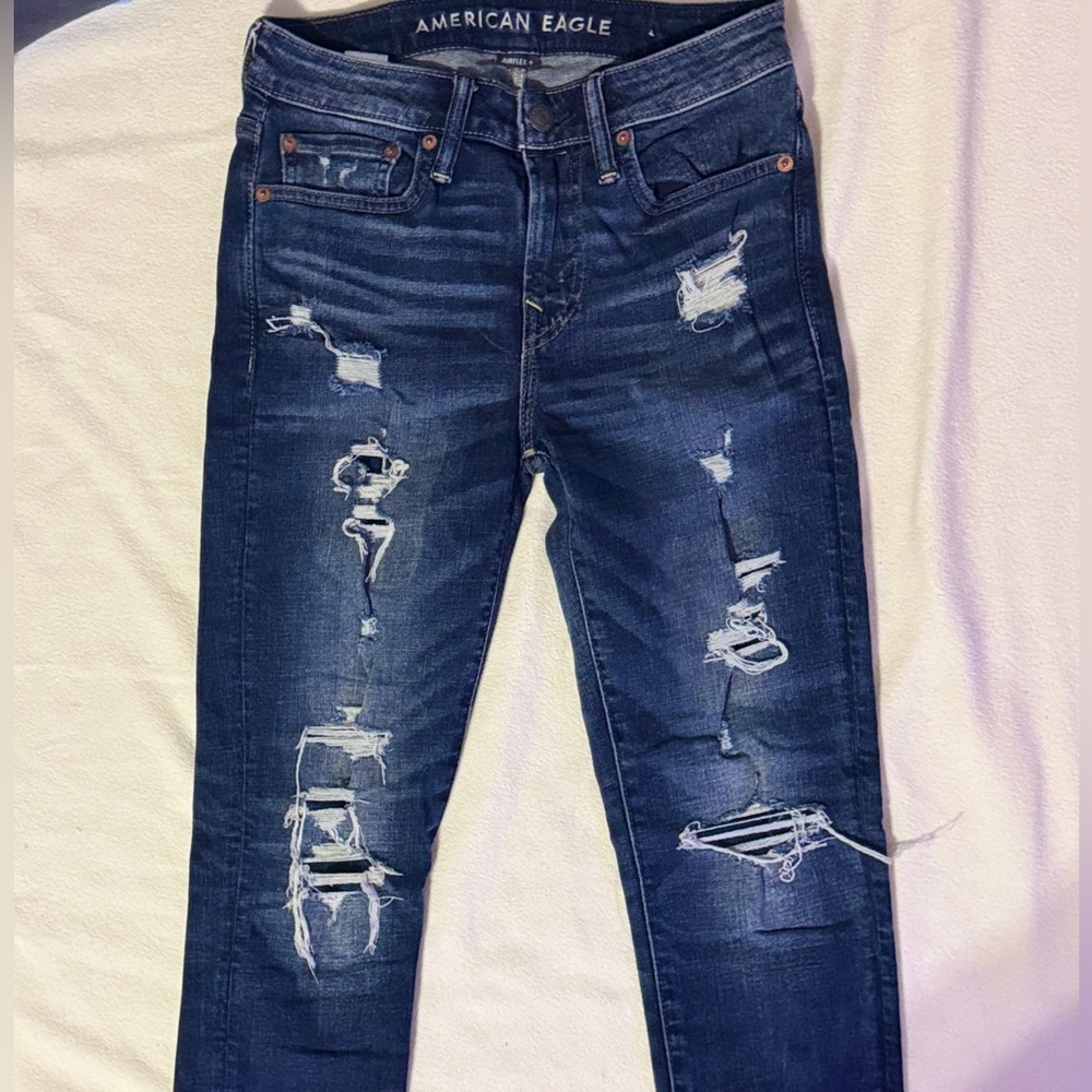 American Eagle Outfitters Ripped Dark Blue Skinny Jeans